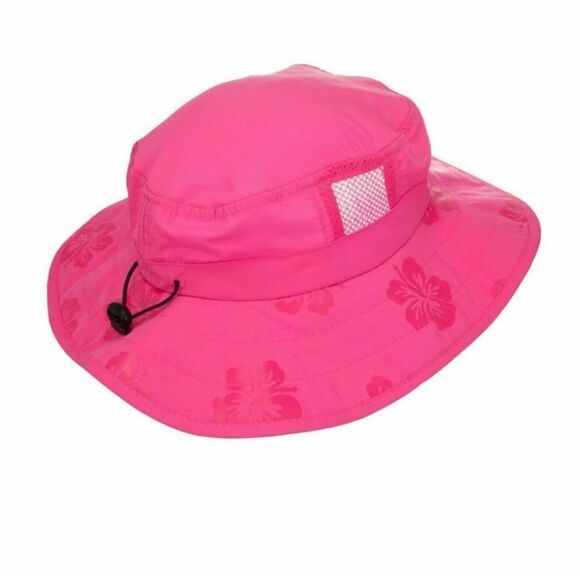 Sun Protection Zone Hat Bucket Floral Pink UPF 50 Girls Beach Vacation Travel - Picture 1 of 9